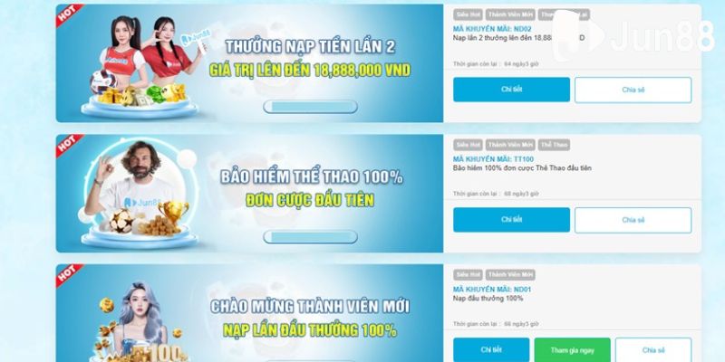 Các khuyến mãi đa dạng theo từng sảnh cược Các khuyến mãi đa dạng theo từng sảnh cược